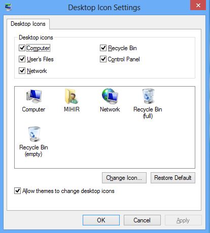 Desktop Icon Setting on Windows 8