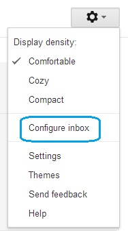 "Configure Inbox" option from the setting of Gmail