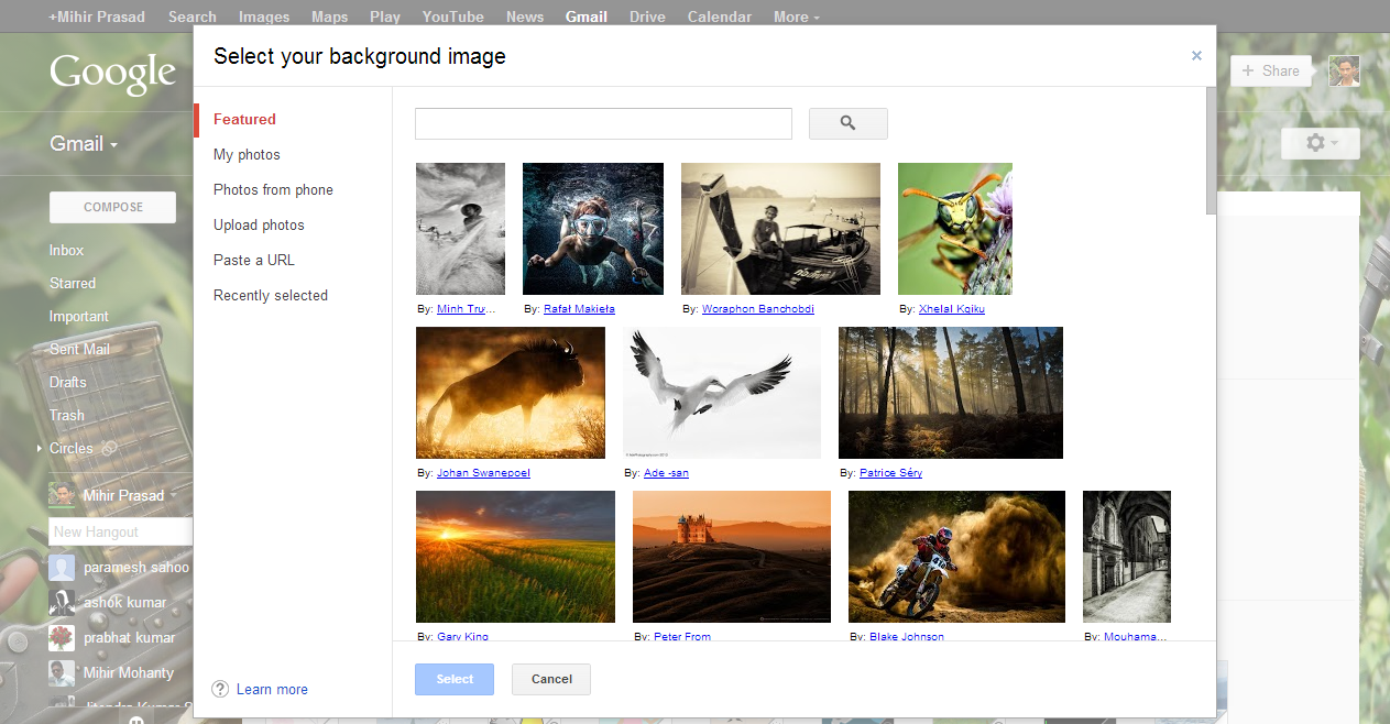 Change Gmail Background Theme With Customize Background Picture - Internet