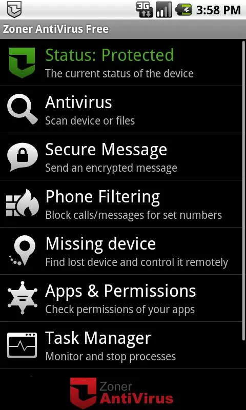Zoner Free Antivirus Android